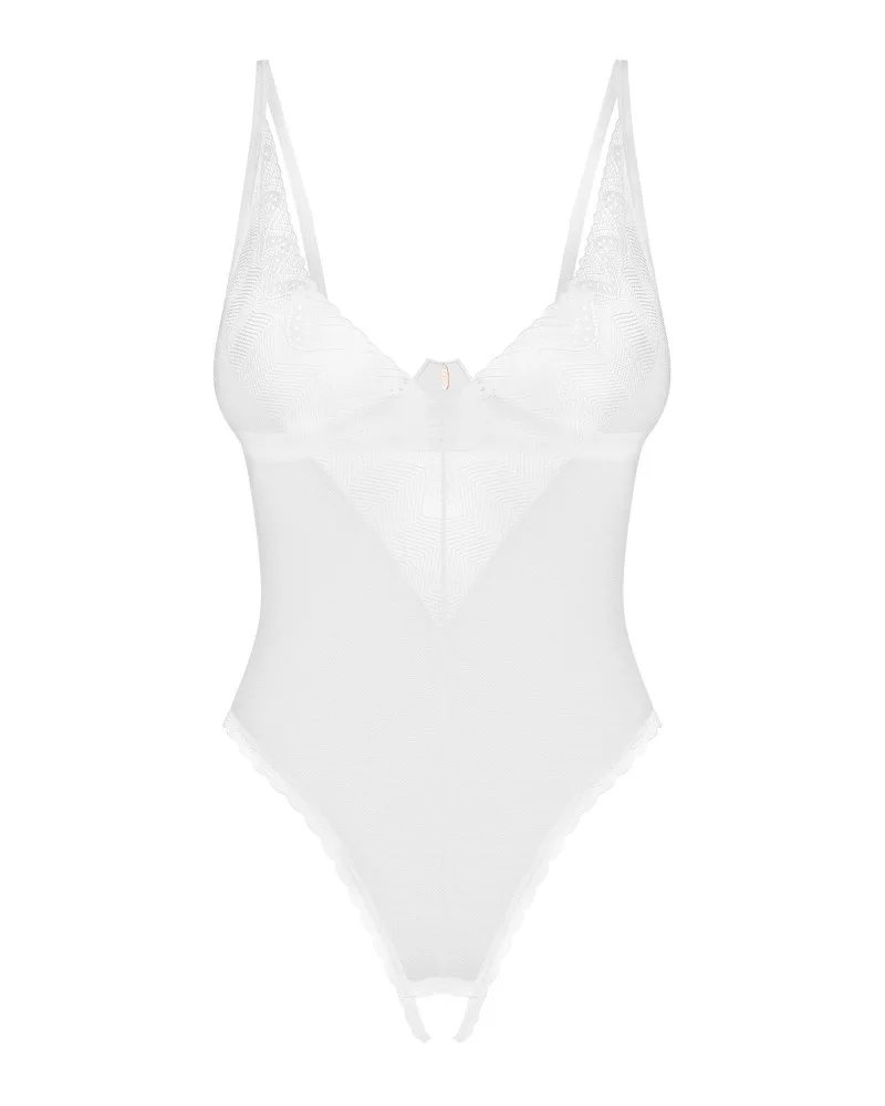 Obsessive Alissium fehér nyitott body – érzéki elegancia XS/S