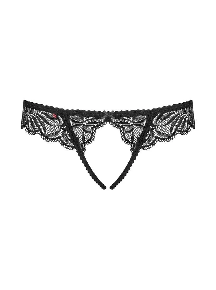 Obsessive Contica fekete tanga nyitott ékszerdarab S/M