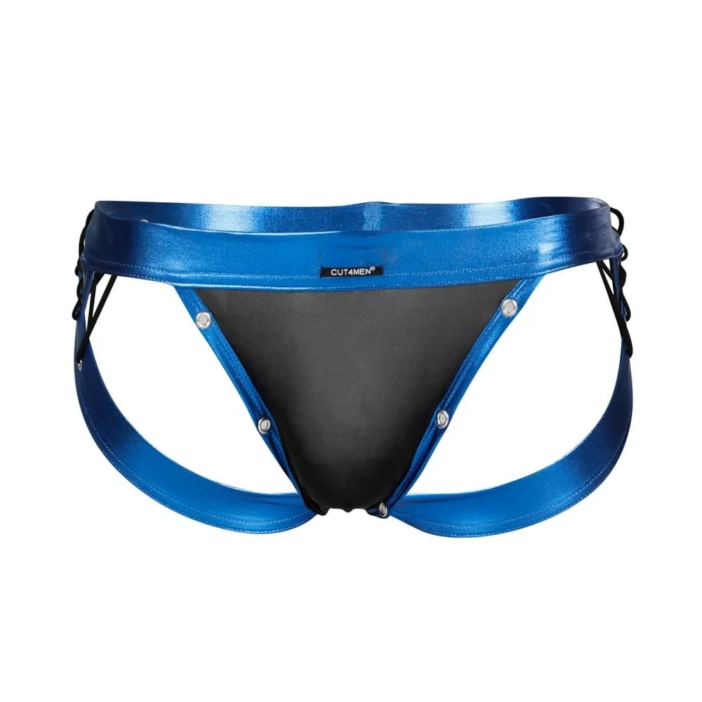 Cut4Men Desire Jockstrap – Kék Műbőr Férfi Alsó (XL)