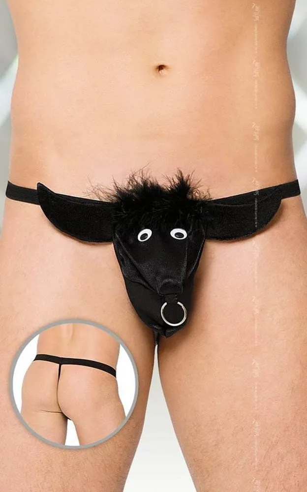 Softline Thong 4437 – Fekete férfi tanga S/L méretben