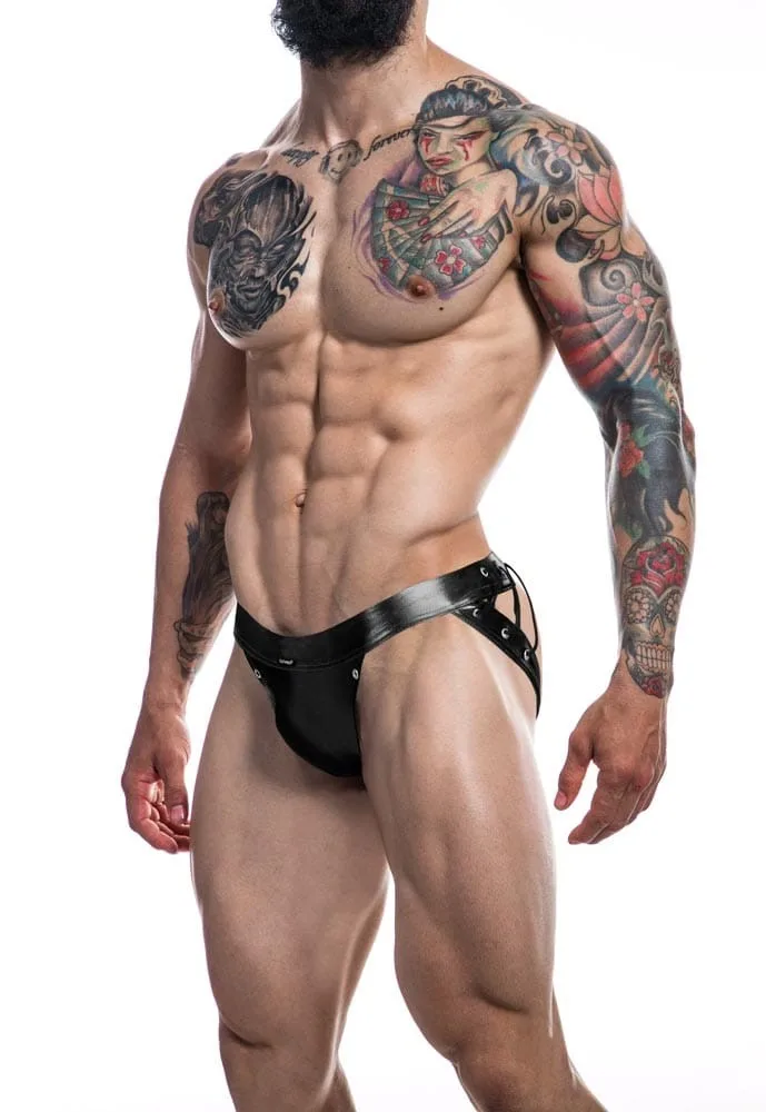 Cut4Men Desire Jockstrap – Fekete műbőr férfi alsó (M)
