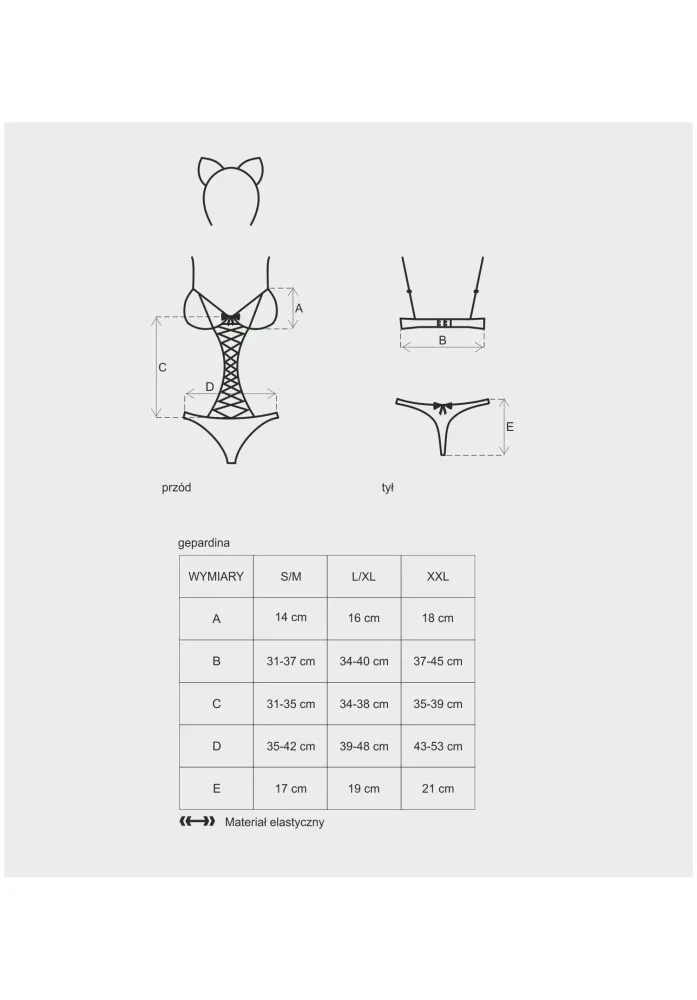 Obsessive Gepardina gepárdmintás jelmez szett – fekete, L/XL