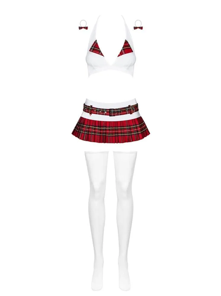 Obsessive Schooly iskolás jelmez szett – piros-fehér, L/XL