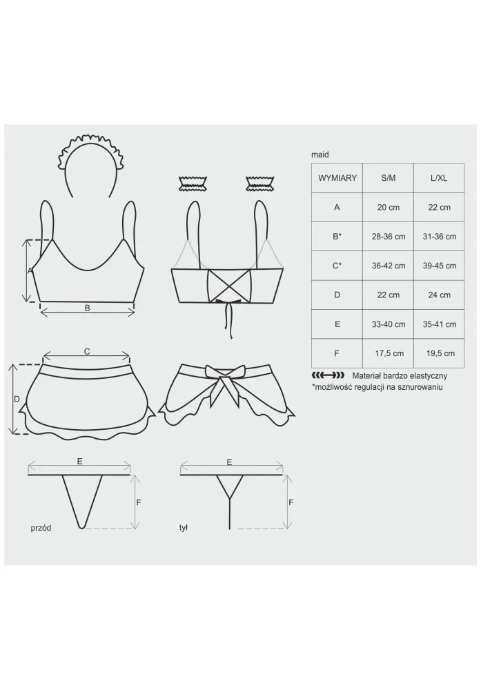 Obsessive Maid szobalány jelmez szett – fekete, S/M méret