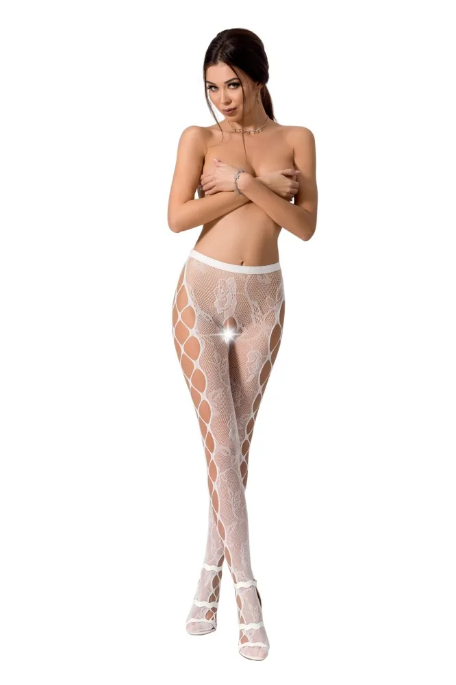Passion S008 fehér harisnyatartós harisnya – elegancia egy méretben