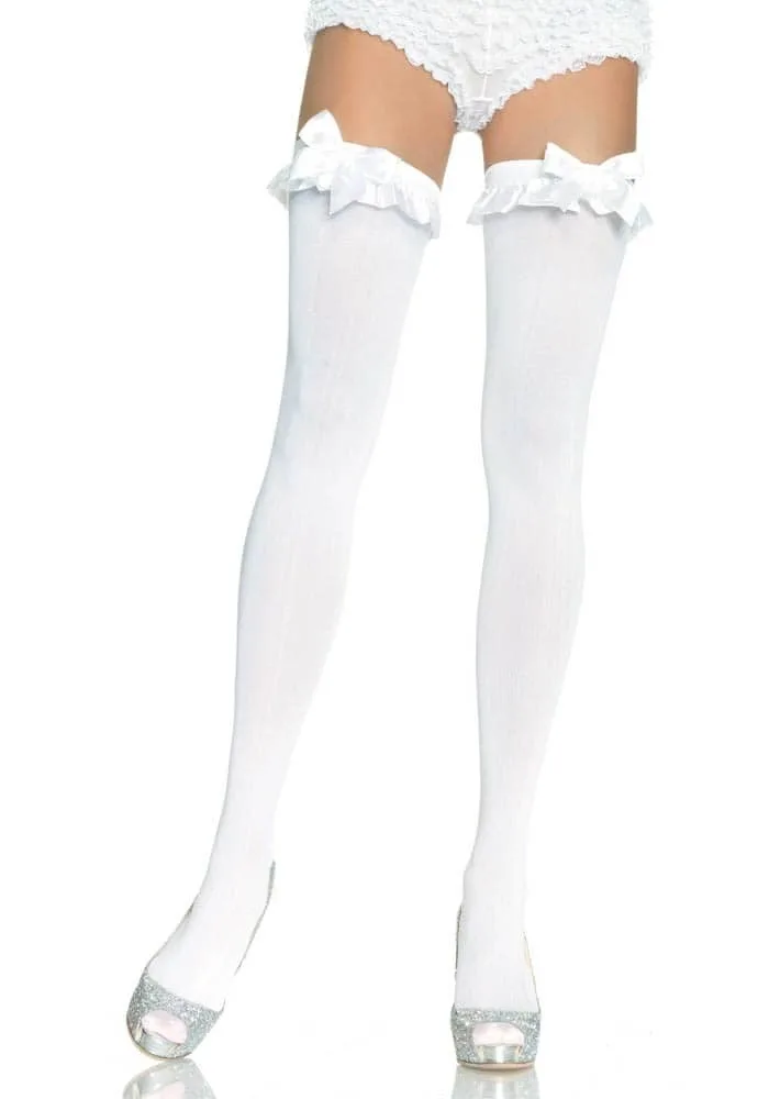 Leg Avenue fehér nylon combfix fodros masnival – Egy méret