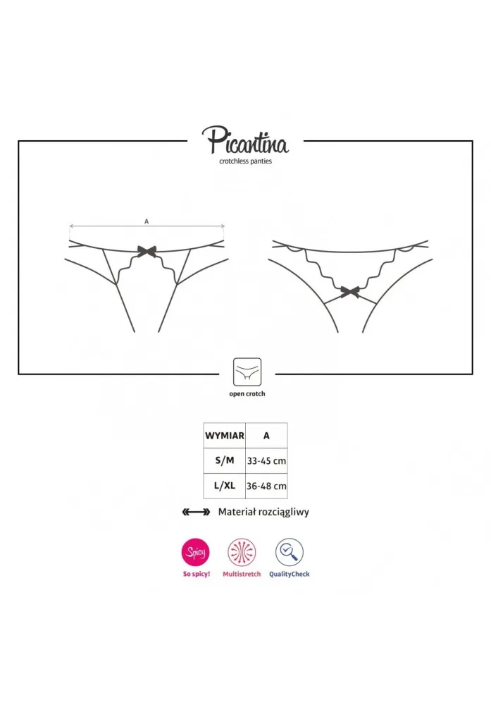 Obsessive Picantina fekete tanga nyitott ékítménnyel – L/XL