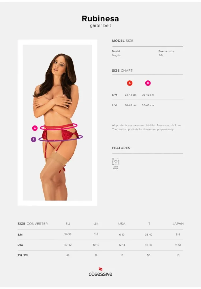 Obsessive Rubinesa piros harisnyatartó szett tanga bugyival L/XL