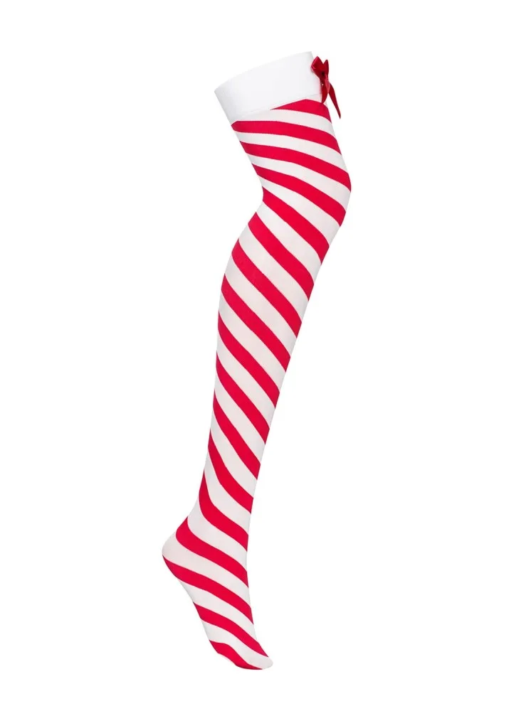 Obsessive Kissmas ünnepi harisnya – fehér-piros, L/XL méret