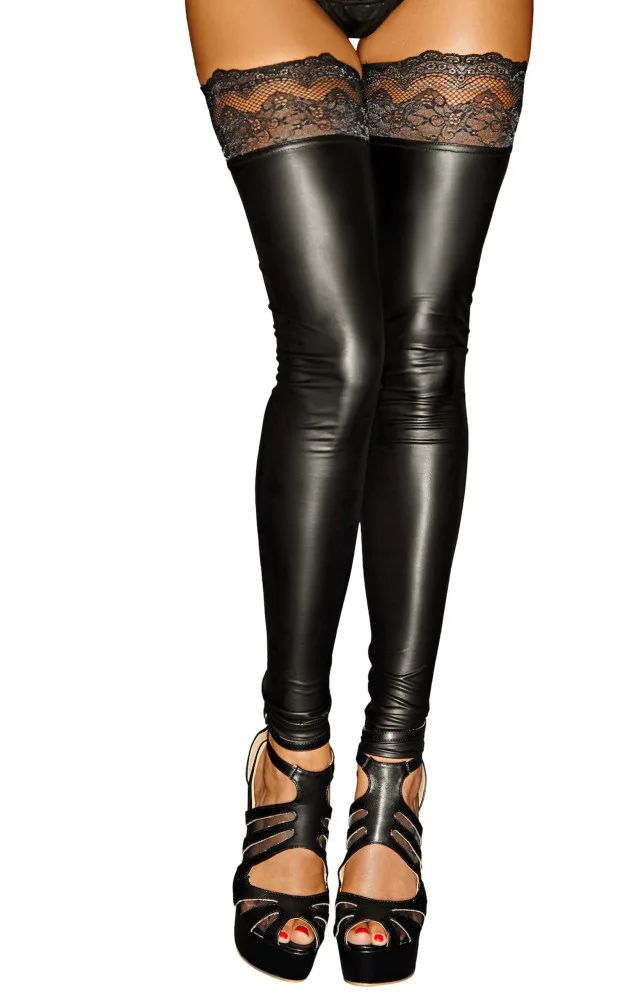 Noir Handmade Powerwetlook fekete harisnya – L méret