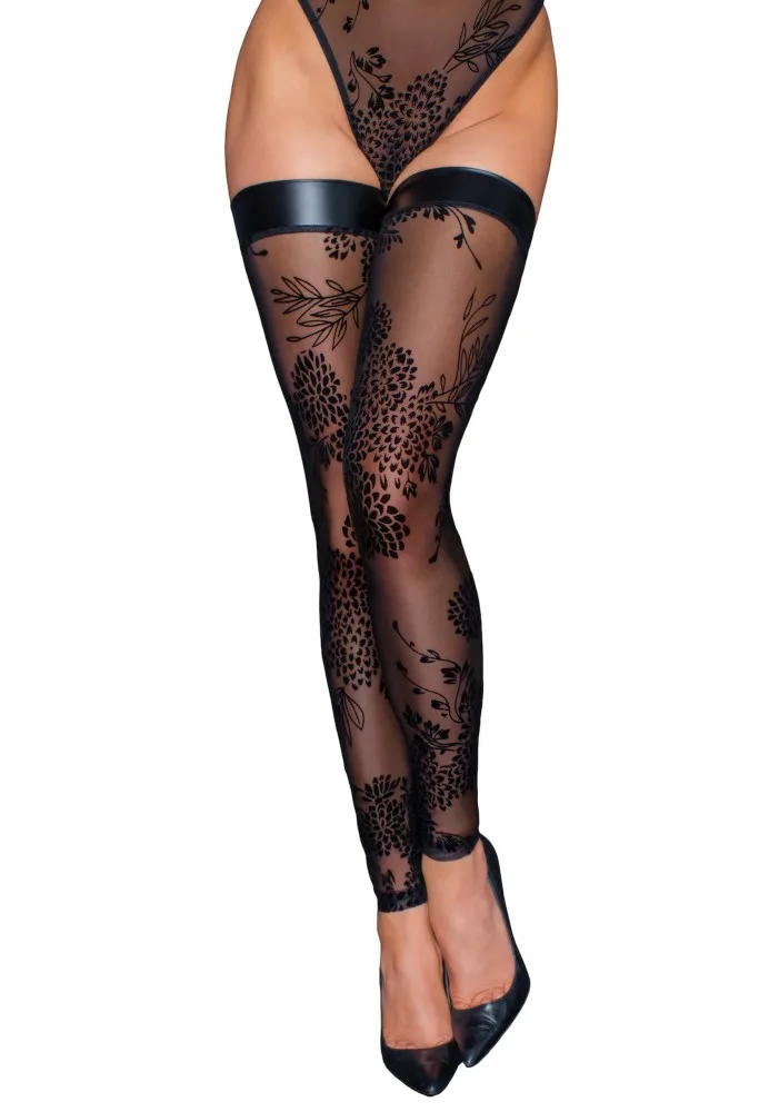 Noir Handmade tüll harisnya virágos flokk hímzéssel – XL