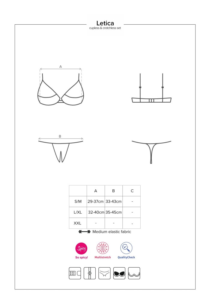 Obsessive Letica cupless szett fekete – merész kétrészes együttes L/XL