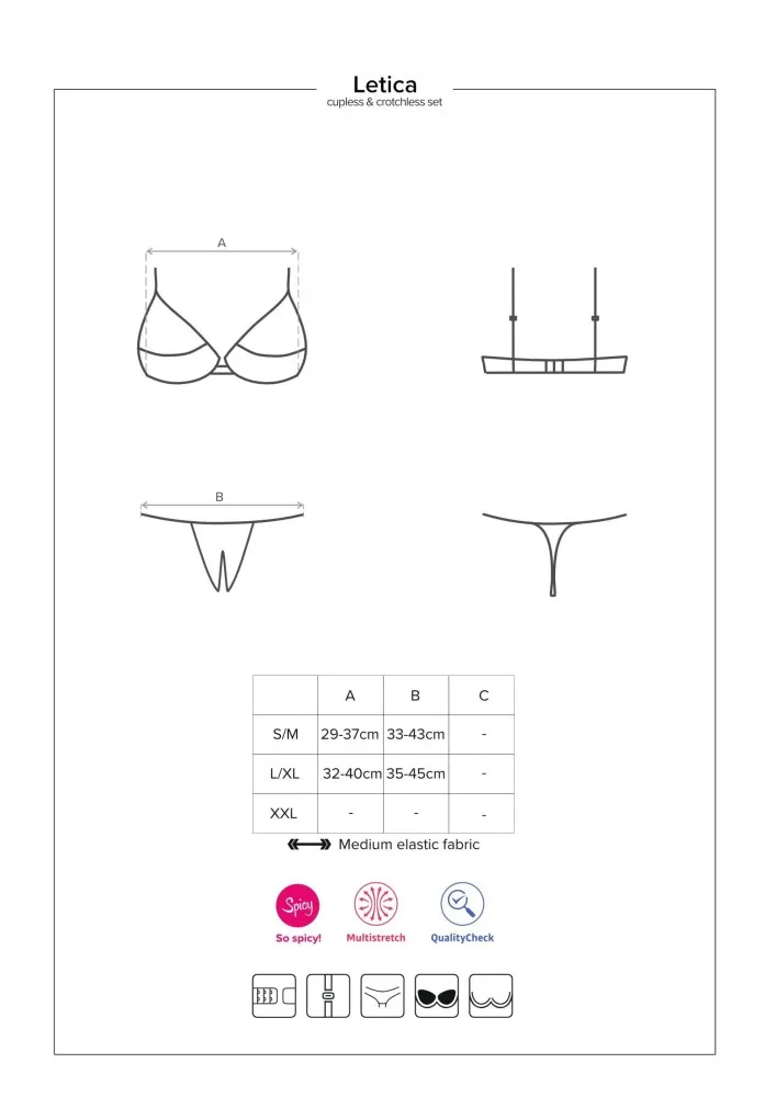 Obsessive Letica cupless szett fekete – merész kétrészes együttes L/XL