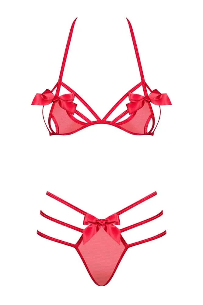 Obsessive Giftella 2 részes piros együttes – S/M méretben