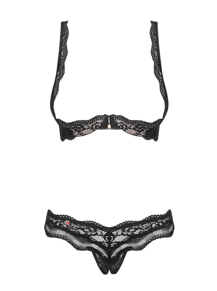 Obsessive Luvae csészés nélküli szett – Fekete csipke együttes S/M