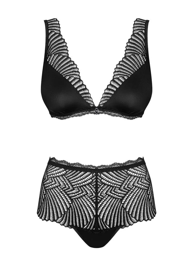 Obsessive Klarita fekete szett – elegáns kétrészes együttes S/M