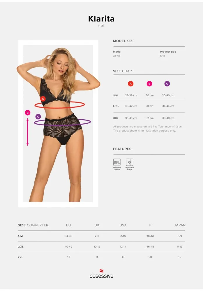 Obsessive Klarita fekete szett – elegáns kétrészes együttes S/M