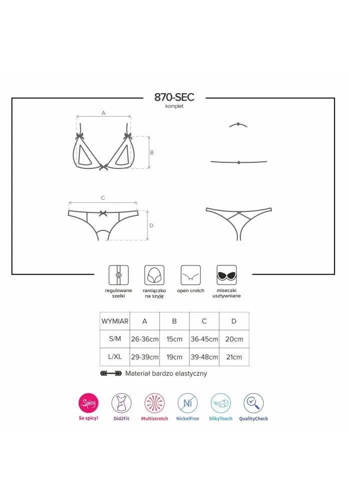 Obsessive 870-SEC-3 Piros Csipke Együttes L/XL – 2 részes szett