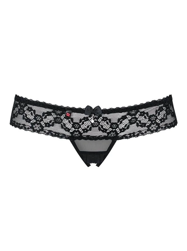Obsessive fekete tanga nyitott ékítménnyel – merész és nőies S/M