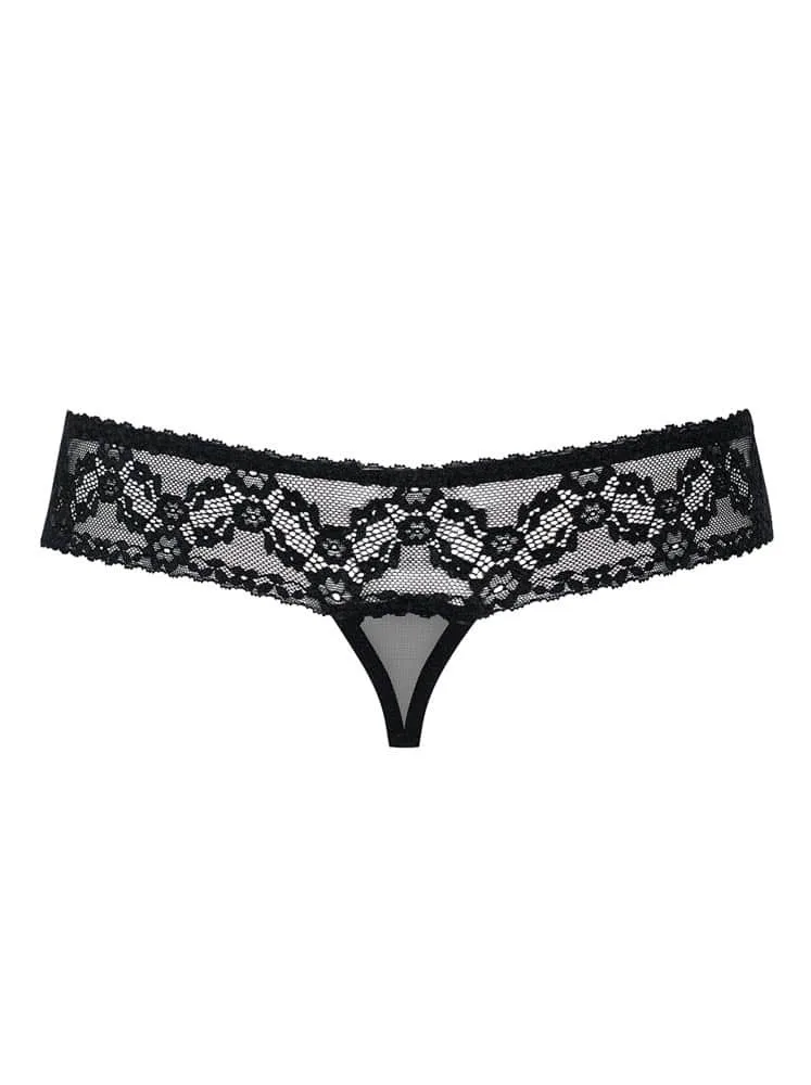 Obsessive fekete tanga nyitott ékítménnyel – merész és nőies S/M