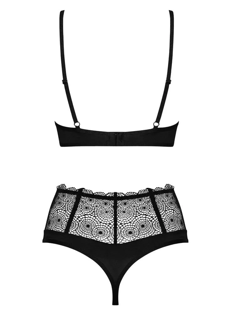 Obsessive Sharlotte fekete csipkés szett – 2 részes együttes S/M