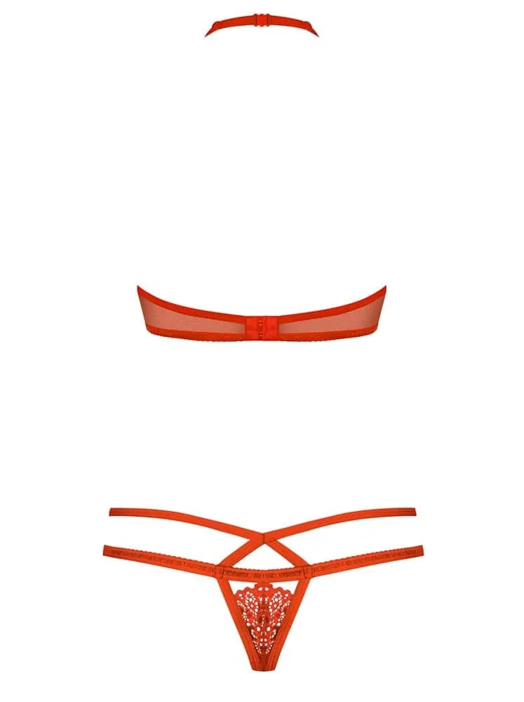 Obsessive 838 piros tüll együttes – szenvedélyes szett S/M