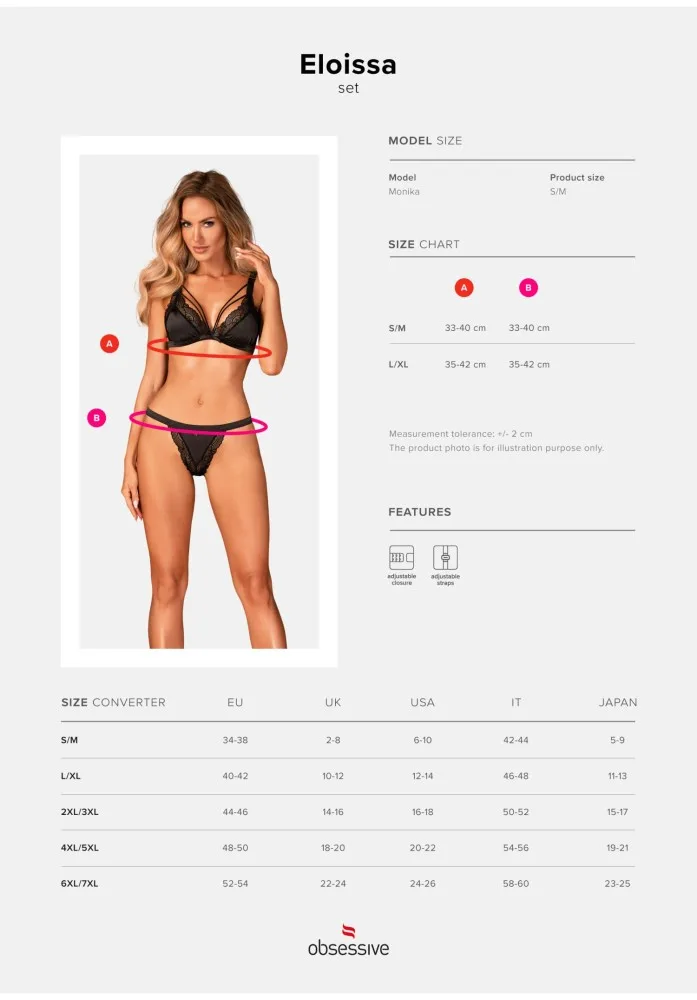 Obsessive Eloissa fekete szett – csipkés kétrészes együttes L/XL