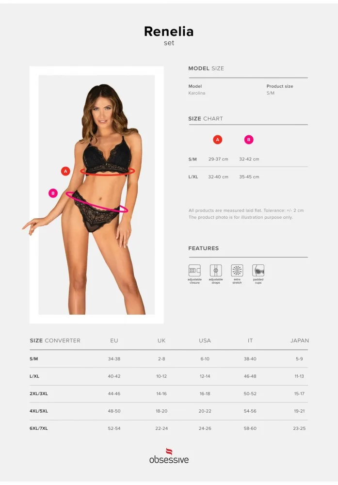 Obsessive Renelia fekete szett – érzéki kétrészes együttes S/M