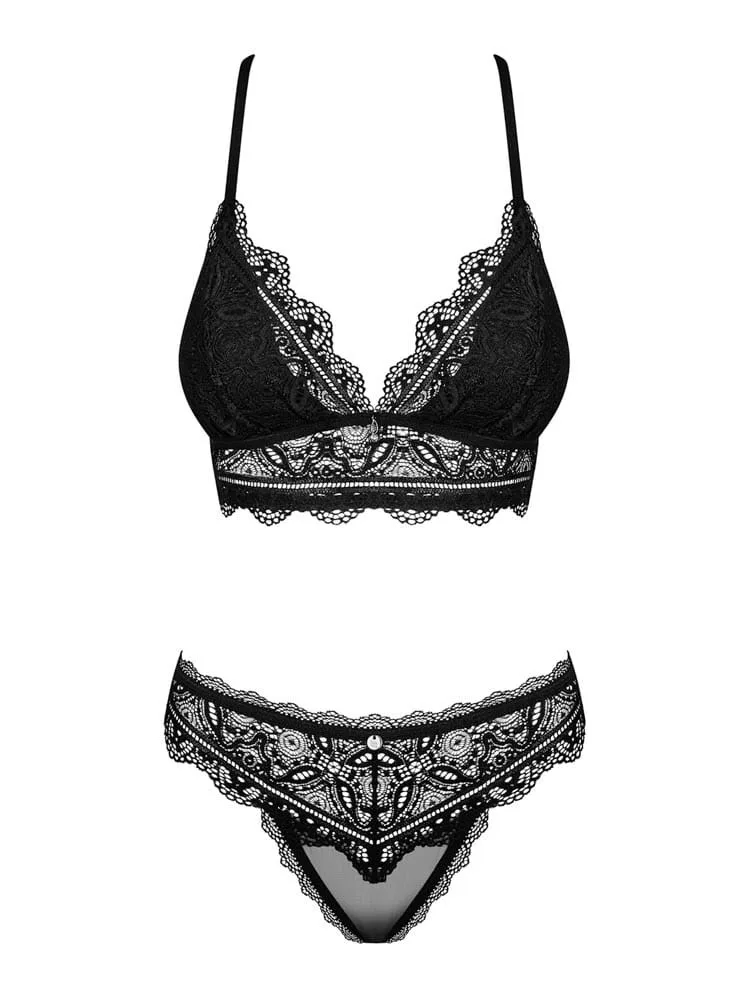 Obsessive Renelia fekete szett – érzéki kétrészes együttes S/M