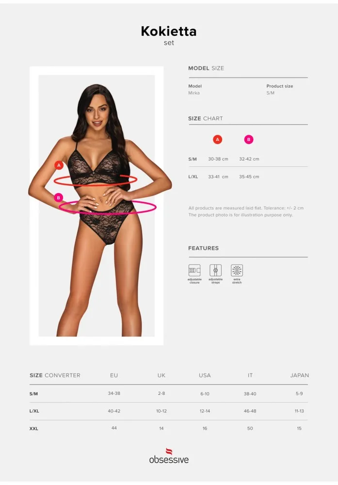 Obsessive Kokietta fekete együttes – szexi kétrészes szett S/M