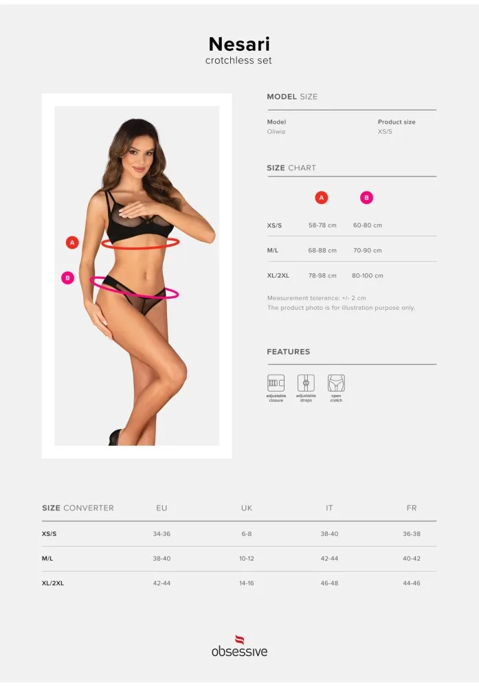 Obsessive Nesari fekete ágyékkötős együttes – merész 2 részes szett