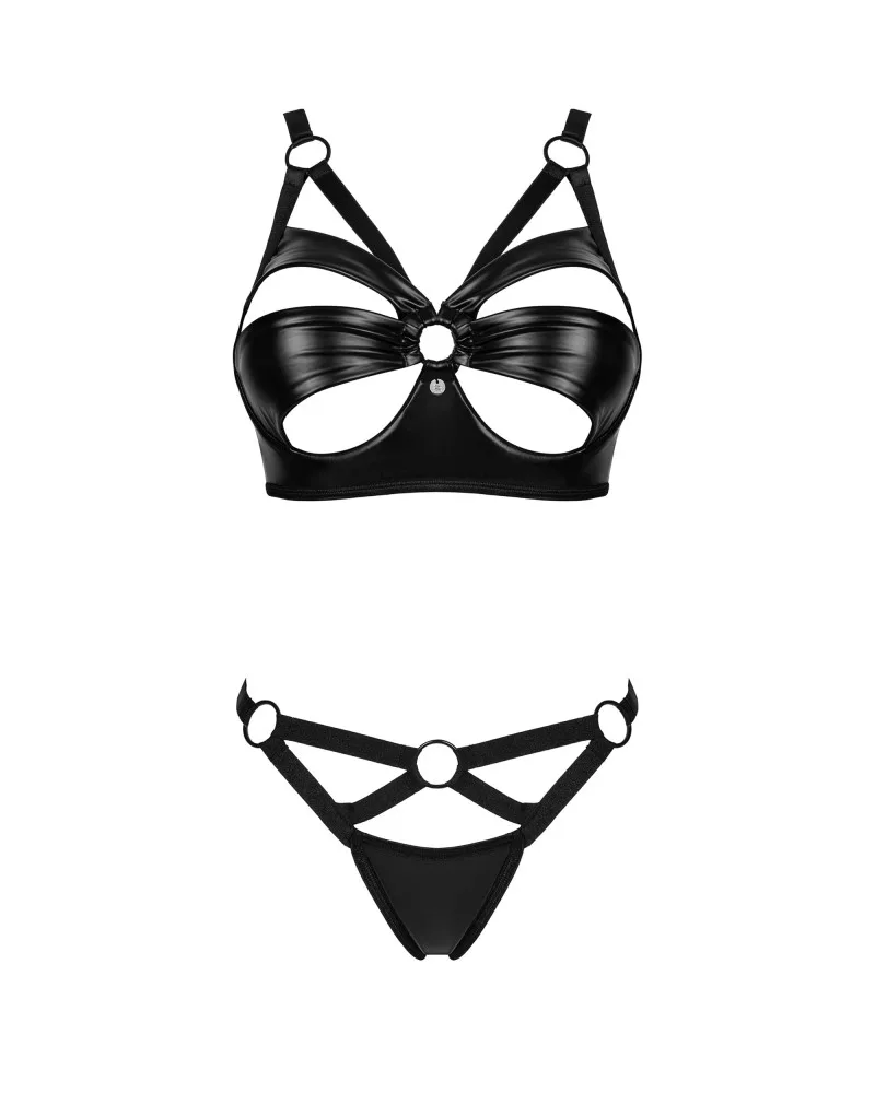Obsessive Armares fekete 2 részes szett M/L – selyem és bőr elegancia