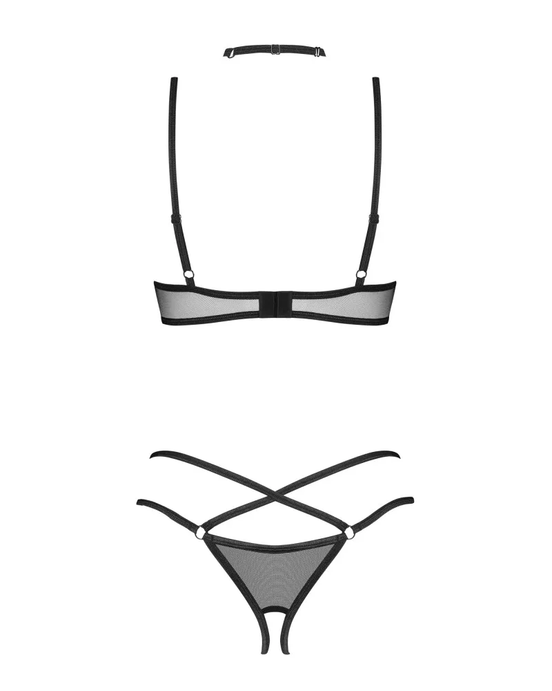 Obsessive Donarella 3 részes fekete nyitott fehérnemű szett M/L