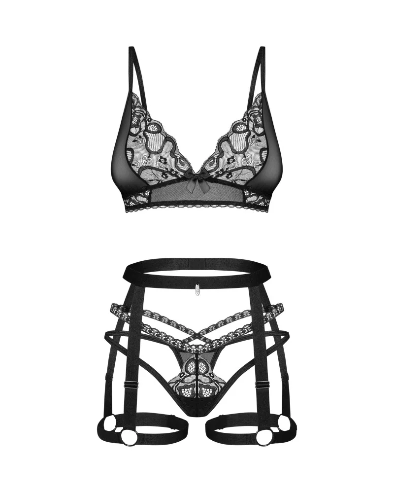 Obsessive Blomentis háromrészes fekete együttes – M/L méret