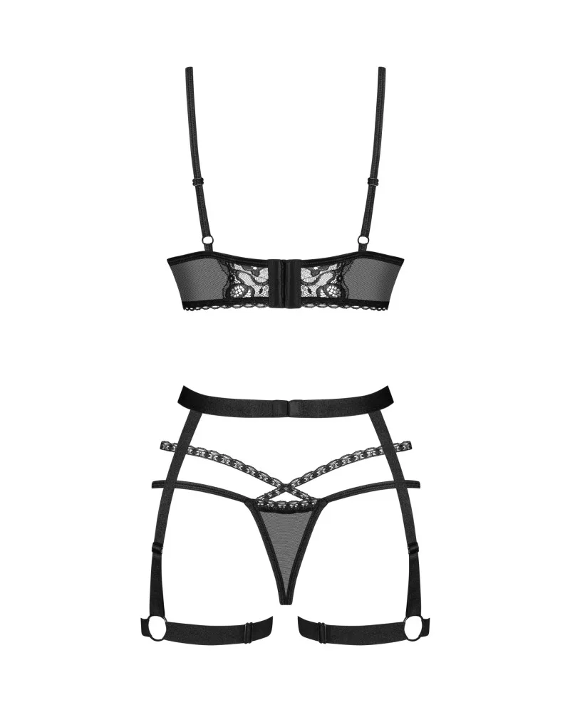 Obsessive Blomentis háromrészes fekete együttes – M/L méret