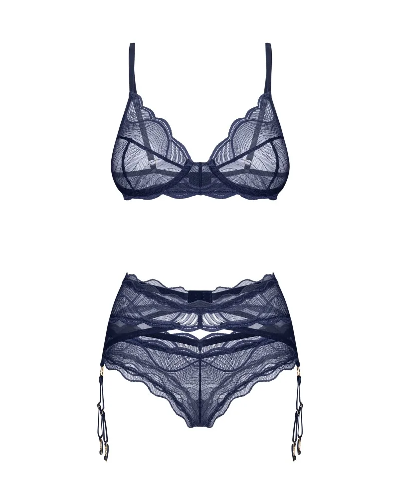 Obsessive Nightly Blue háromrészes szett – titokzatos kék elegancia M/L