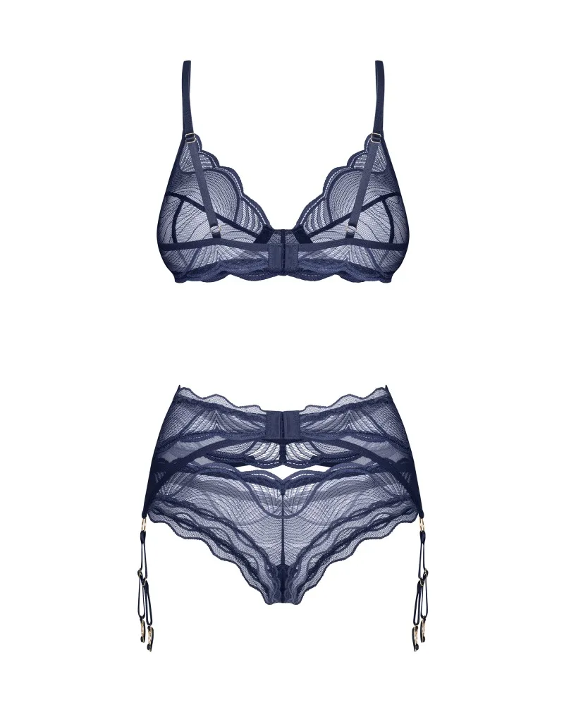 Obsessive Nightly Blue háromrészes szett – titokzatos kék elegancia M/L