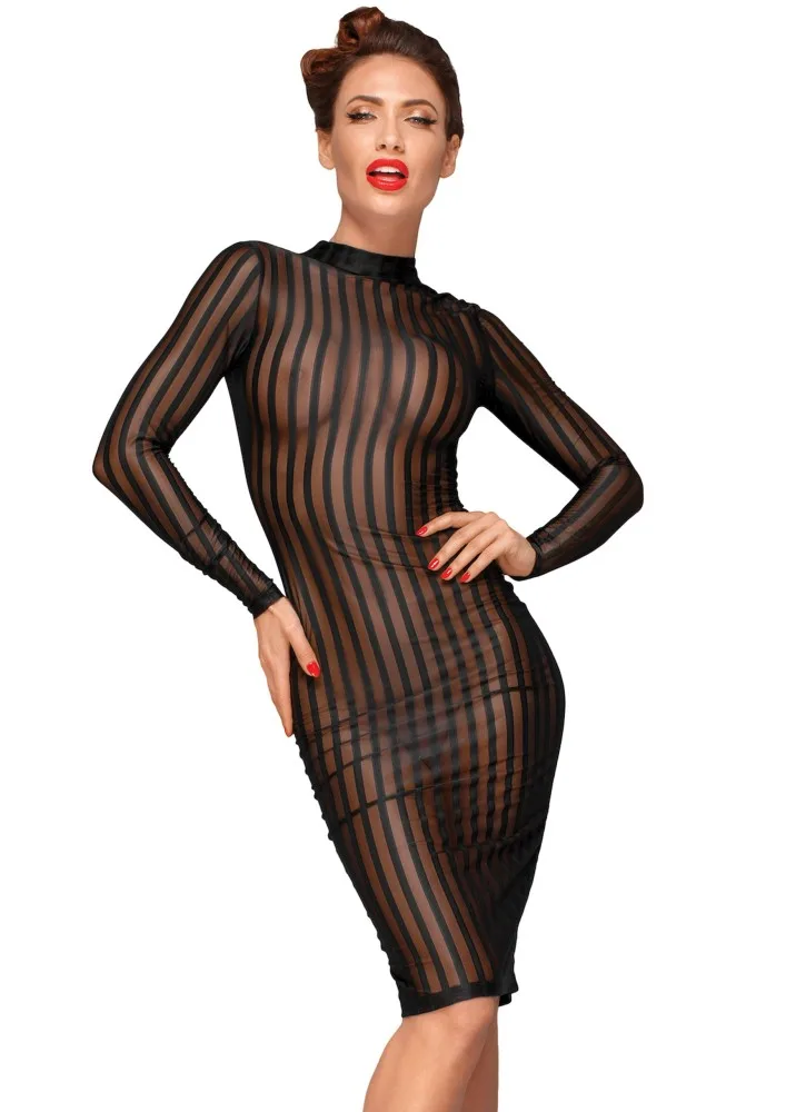 Noir Handmade elasztikus tüll klasszikus ruha – fekete, XL