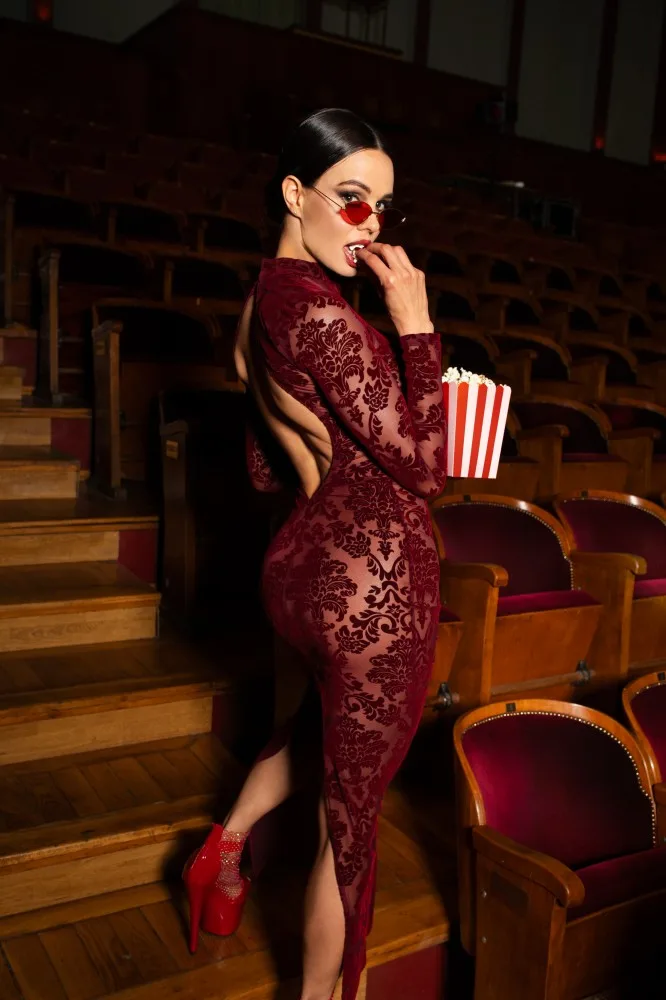 Noir Handmade Kink Royal bordó hosszú ruha – királynői eleganciával