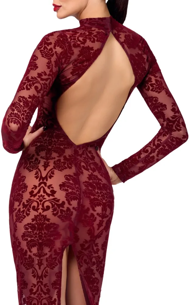 Noir Handmade Kink Royal bordó hosszú ruha – elegáns és merész