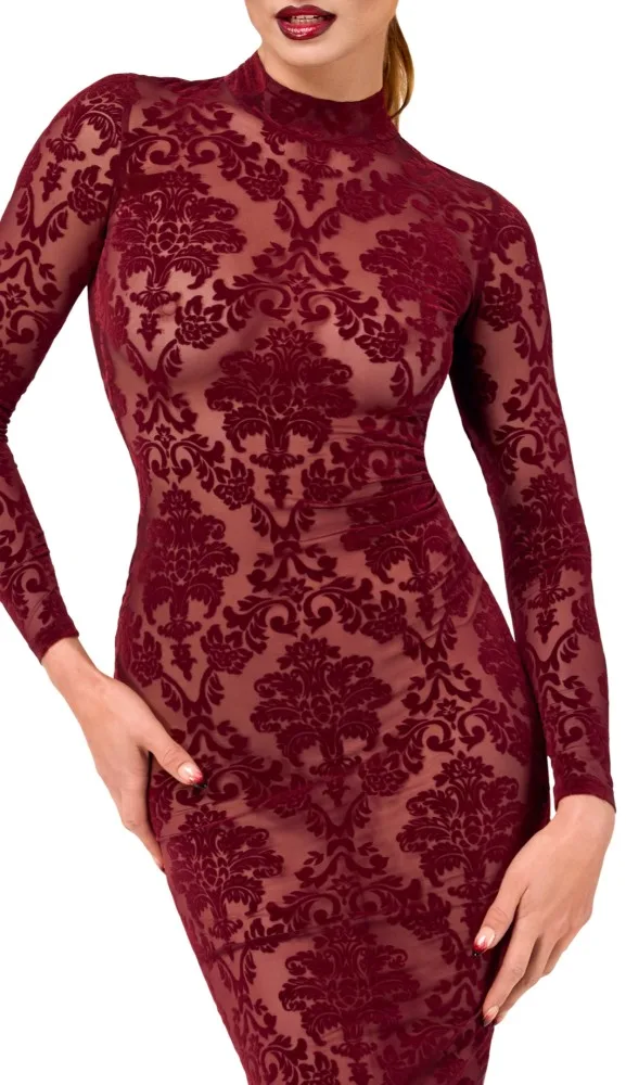 Noir Handmade Kink Royal bordó midi ruha – elegáns és merész