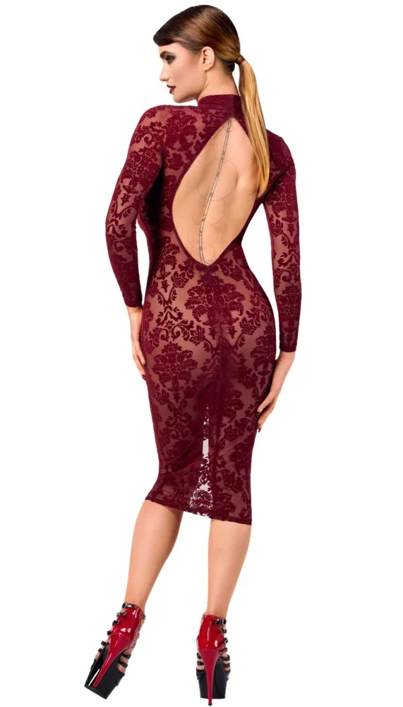 Noir Handmade Kink Royal bordó midi ruha – elegáns és merész L