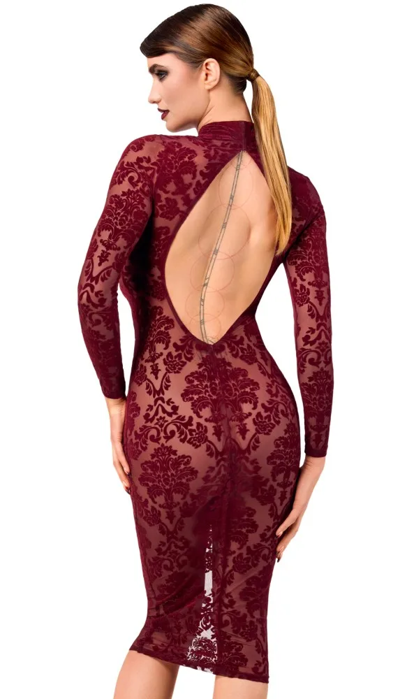 Noir Handmade Kink Royal bordó midi ruha – elegáns és merész L