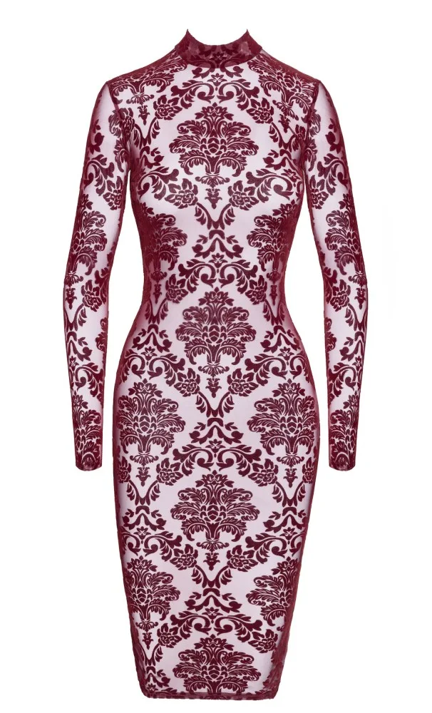 Noir Handmade Kink Royal bordó midi ruha – elegáns és merész L