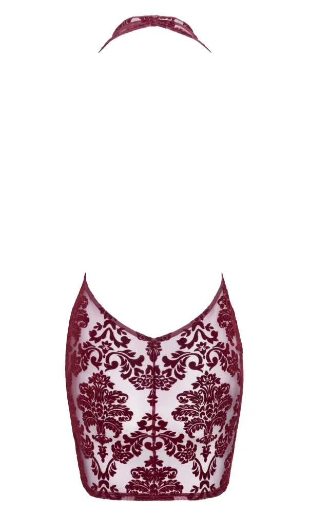 Noir Handmade Royal Cascade bordó mini ruha – S méret