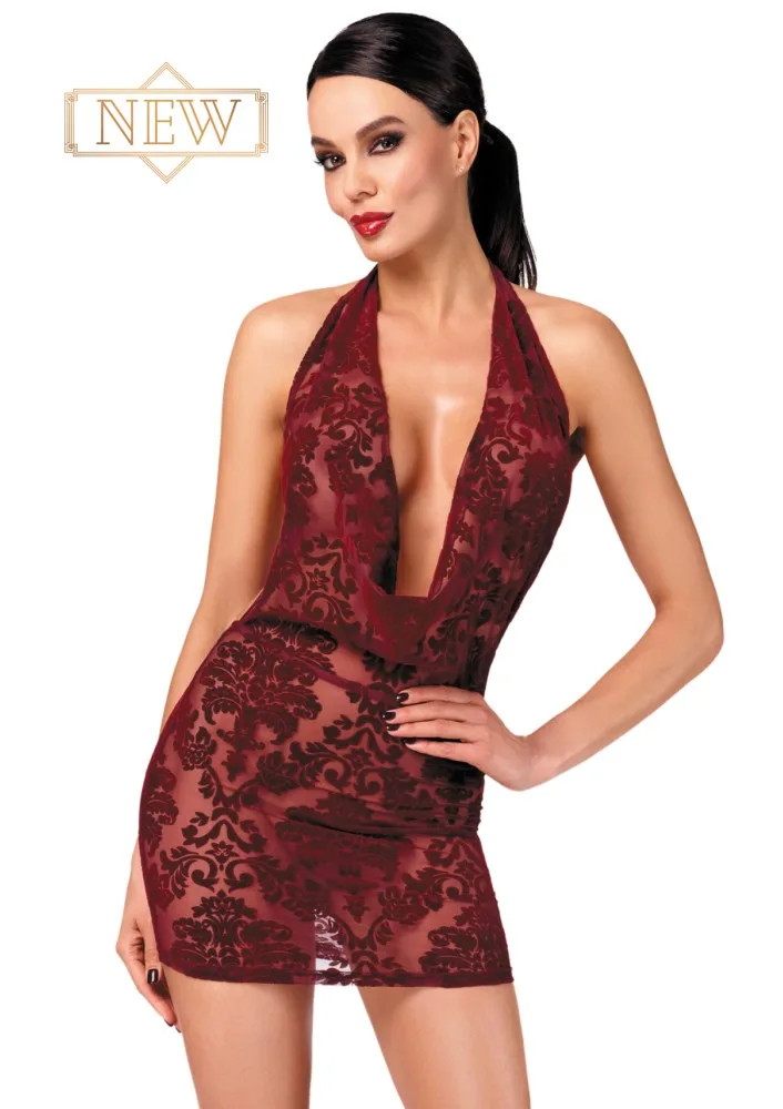Noir Handmade Royal Cascade bordó mini ruha – merész elegancia